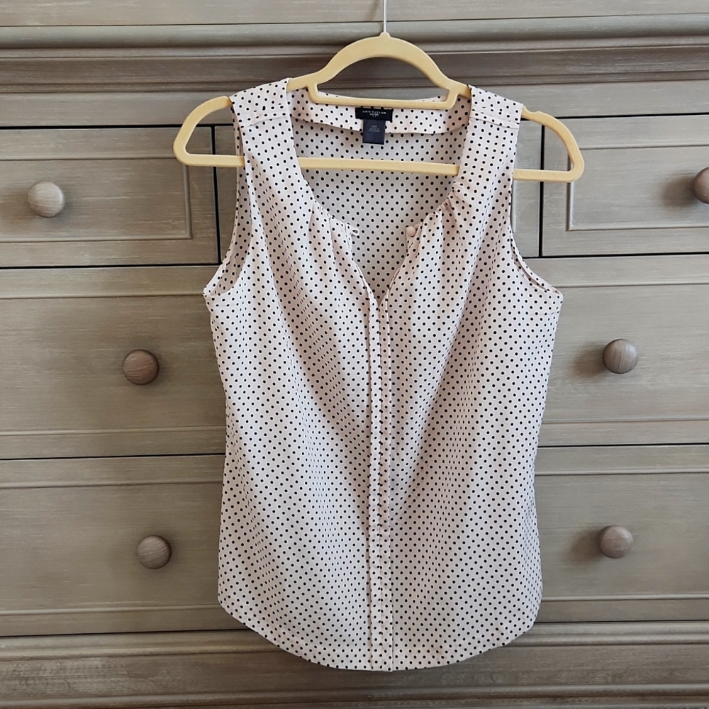 Ann Taylor Factory polka dot sleeveless blouse
